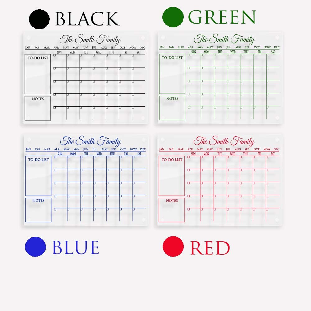 Personalized Large Acrylic Calendar 2024, Dry Erase Monthly Acrylic ...