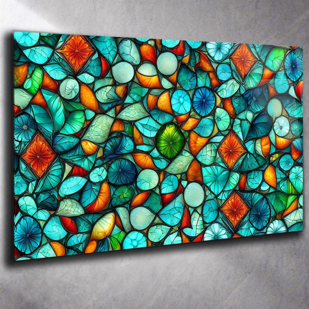 Tempered Glass Stained Glass Wall Art, Flower Panel - Etsy