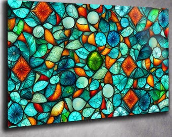 Tempered Glass Stained Glass Wall Art, Flower Panel