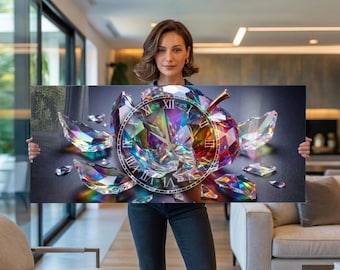 Tempered Glass Wall Clock Oversized Wall Clock Crystal Apple Clock, Luxury Glass Art Clock, Silent Large Wall Clock, Modern Office Decor