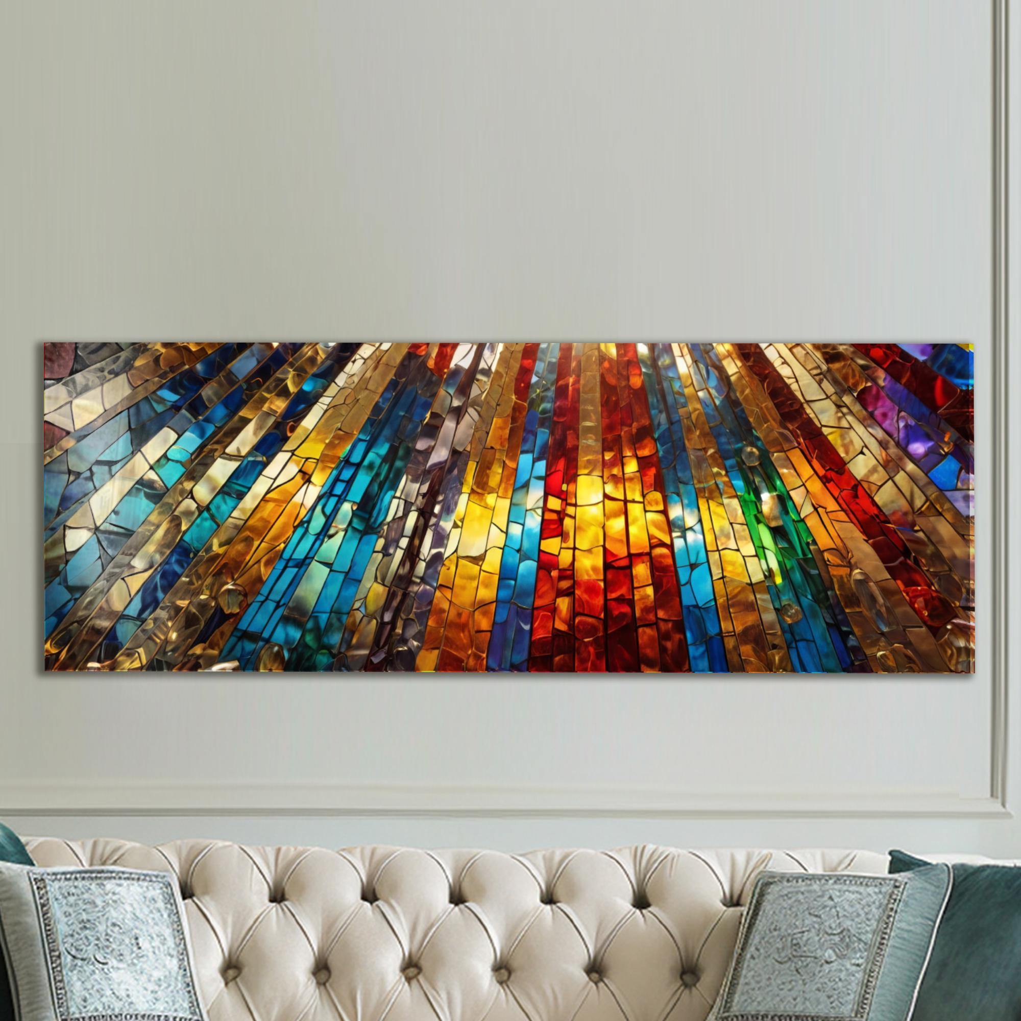 Extra Large Panoramic Stained Glass Tempered Glass Wall Art - Colorful ...
