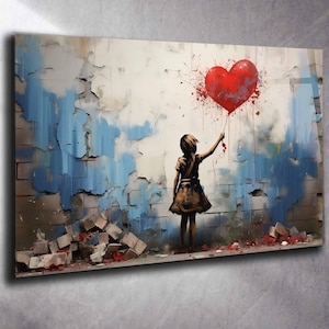 Banksy Balloon Girl Tempered Glass Wall Art: Street Graffiti Decor