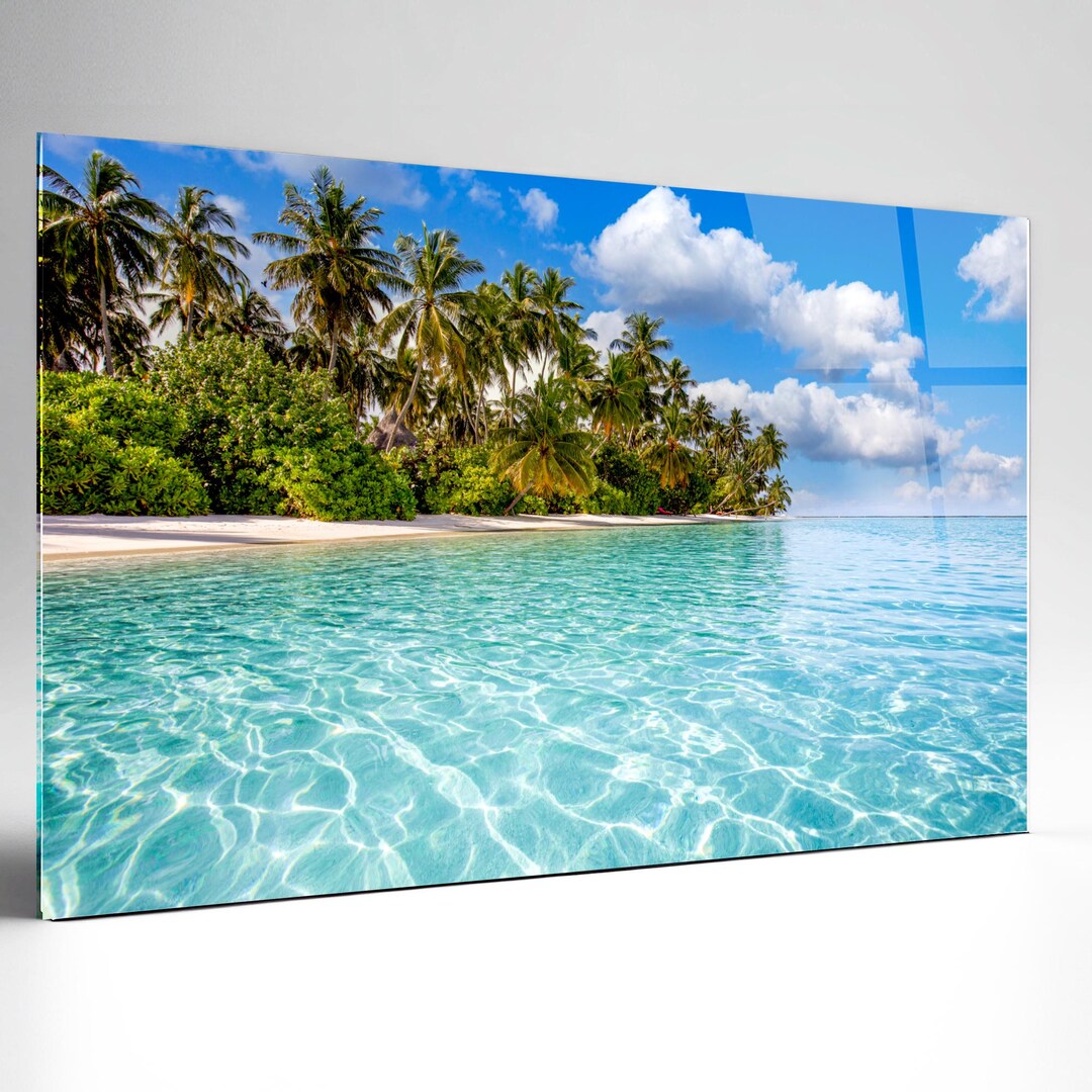 Tropical Island Tempered Glass Wall Art – Coastal Beach Decor - Etsy