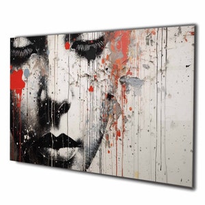 Tempered Glass Wall Art Banksy Sad Girl , Street Graffiti Panoramic Wall Art, Tempered Glass Backsplash, Extra Large Wall Art, home decor