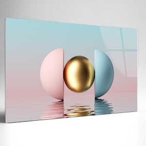 Luxury Gold Abstract Tempered Glass Wall Art, Panoramic Wall Art, Tempered Glass Backsplash Extra Large Wall Art, Wall Art for Mom decor
