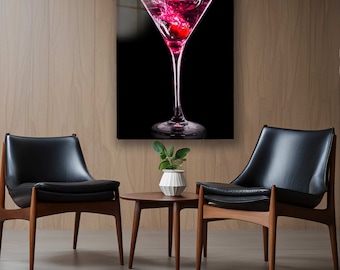 Tempered Glass Wall Art abstract Drink Splash,Panoramic wall Art,Extra large Wall Art,houeswarming gift,Office gift,Modern Wall hanging