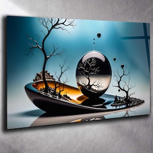 Abstract Tempered Glass Wall Art Colorful, Panoramic Wall Art Tempered Glass Backsplash Extra Large Wall Art Wall Art for Mom Wall decor