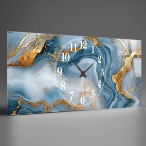 Horloge murale abstraite en verre trempé, horloge murale en verre trempé de style abstrait, cadeau de pendaison de crémaillère, décoration d&#39;intérieur unique, oeuvre d&#39;art murale pour maman