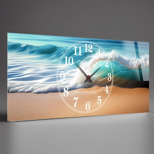 Ocean waves Large Wall clock , Modern wall clock, Unique wall clock, Tempered glass wall clock unique, Large cloc kWall Art for Mom