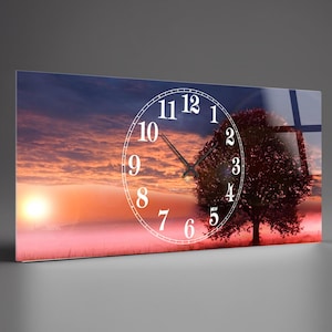 Landscape Large Wall clock  Lake, Modern wall clock, Unique wall clock, Tempered glass wall clock unique , Large clock Wall Art for Mom