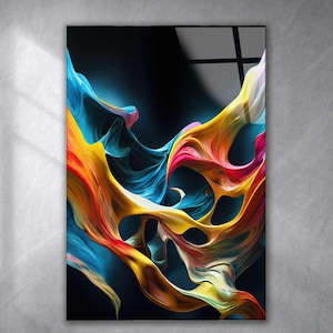 Colorful Tempered Glass Wall Art Abstract  , Panoramic Wall Art Tempered Glass Backsplash Extra Large Wall Art Wall Art for Mom decor
