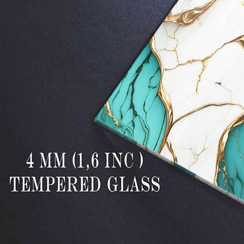 Green Gold Marble Tempered Glass Wall Art: Modern Panoramic Decor - Etsy