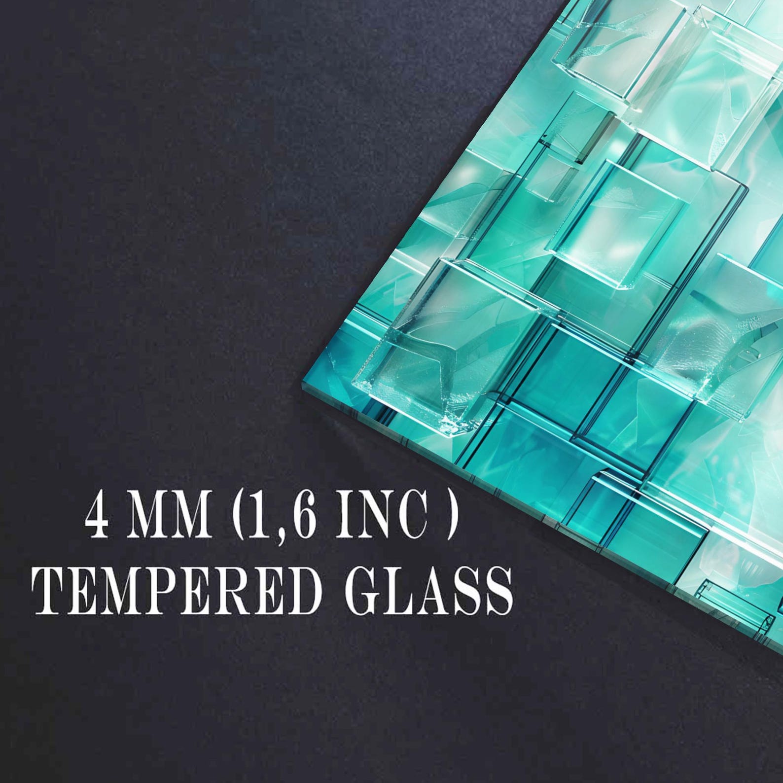 Green Abstract Tempered Glass Wall Art: Modern Geometric Decor - Etsy