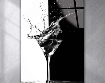 Tempered Glass Wall Art abstract Black White Glass ,Panoramic wall Art,Extra large Wall Art,houeswarming gift,Wall Art for Mom