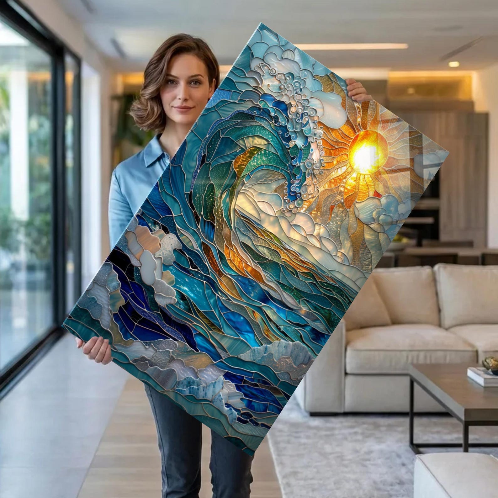 Tempered Glass Wall Art Extra Large Ocean