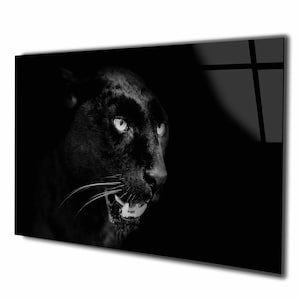 Leopard Tempered Glass Wall Art Animals, Panoramic wall Art, Extra large Wall Art, houeswarming gift, Office gift, Modern Wall hanging
