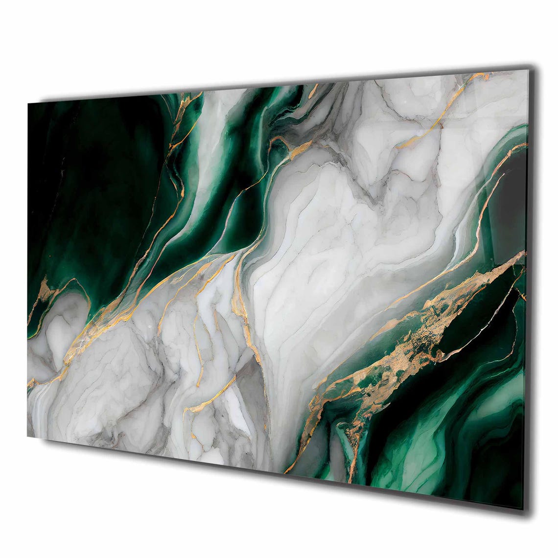 Green White Marble Tempered Glass Wall Art: Modern Home Decor - Etsy