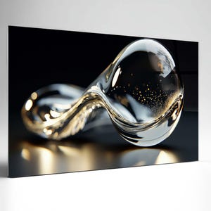 Luxury Gold Abstract Tempered Glass Wall Art, Panoramic Wall Art, Tempered Glass Backsplash Extra Large Wall Art, Wall Art for Mom decor