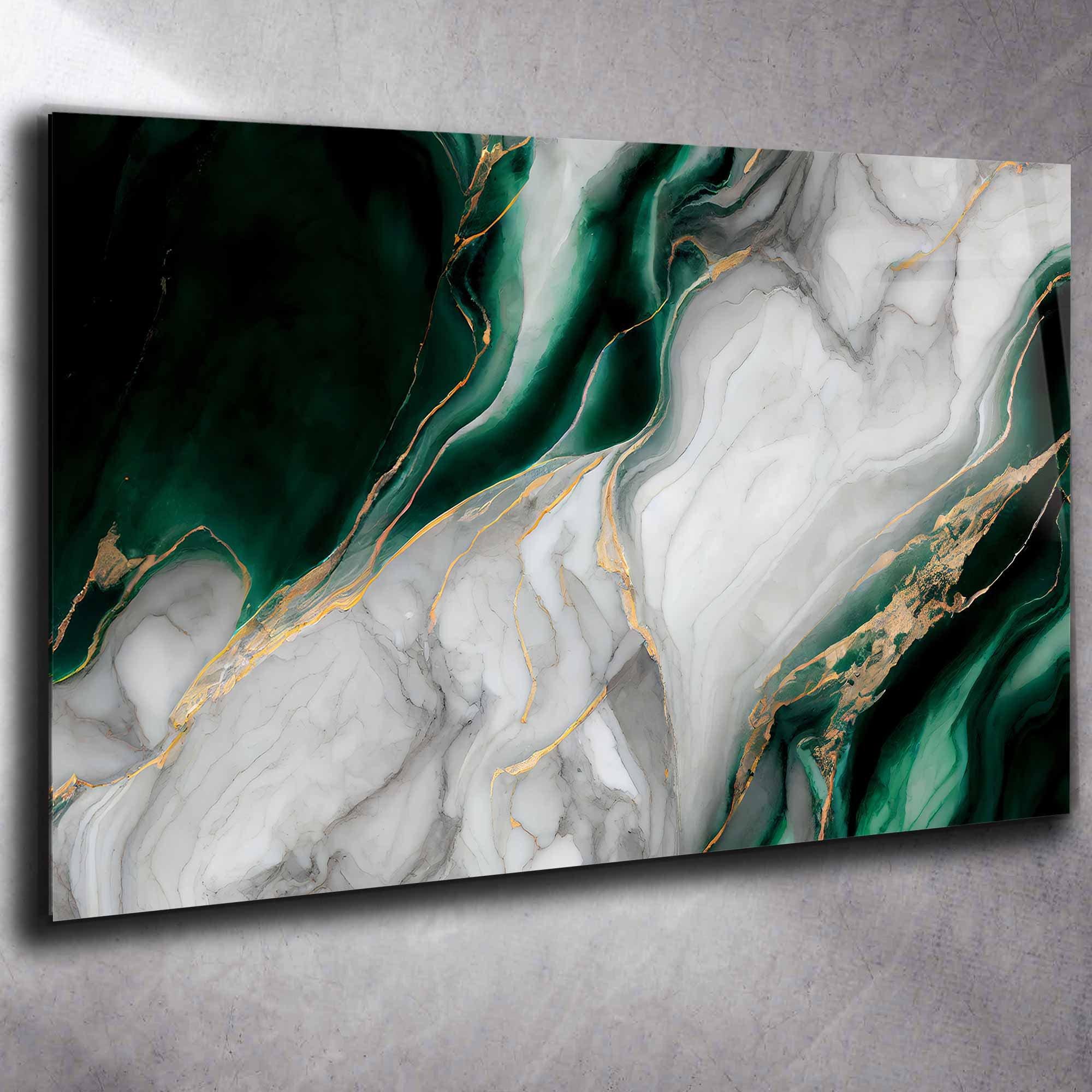Green White Marble Tempered Glass Wall Art: Modern Home Decor - Etsy
