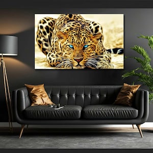 Tempered Glass Wall Art Leopard Animals,Panoramic wall Art,Extra large Wall Art,houeswarming gift,Office gift,Wall Art for Mom
