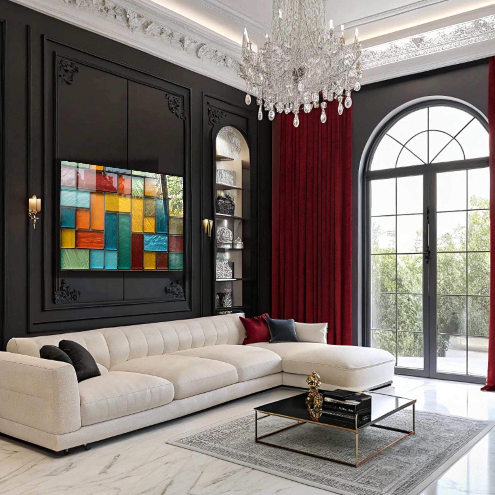 Tempered Glass Wall Art – Colorful Geometric Stained Glass Wall Art ...