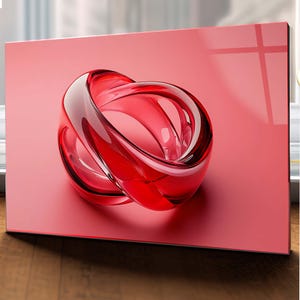 Luxury Abstract Tempered Glass Wall Art Red infinity, Panoramic Wall Art, Tempered Glass Backsplash Extra Large Wall Art, Wall Art for Mom