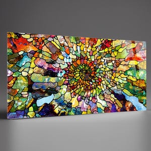 Reloj de cristal templado extragrande - Arte mural abstracto y colorido