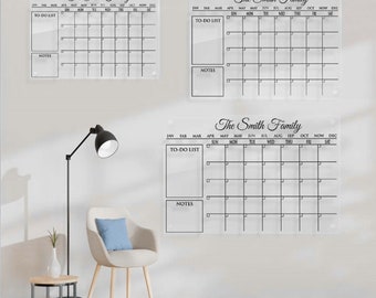 Large Acrylic Calendar Personalized , Dry Erase Monthly Acrylic Wall Calendar, Minimalist Wall Calendar, for Kitchen, Office or Mudroom