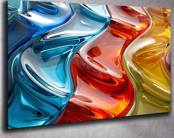 Arte mural abstracto en vidrio templado, panel de estilo vitral moderno
