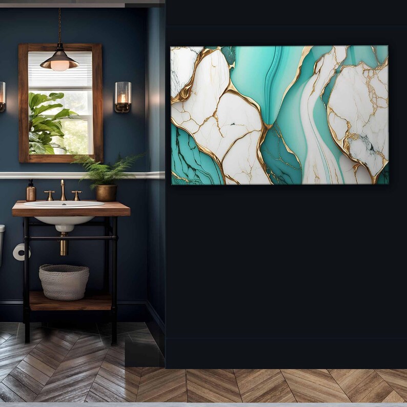 Green Gold Marble Tempered Glass Wall Art: Modern Panoramic Decor - Etsy
