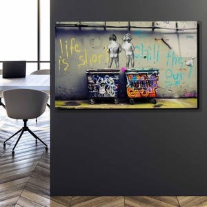 Tempered Glass Wall Art Urban Street Art, Graffiti Wall Art with Kids, Industrial Loft Decor, Extra Large Wall Art image 6