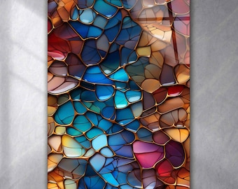 Tempered Glass Stained Glass Wall Art, Mosaic Pattern
