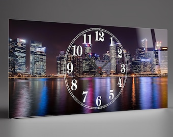 Oversized Tempered Glass Wall Clock, Modern Art, Personalized 50x110 cm