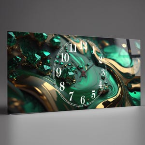Oversized Tempered Glass Wall Clock, Modern Art, Personalized 20x43