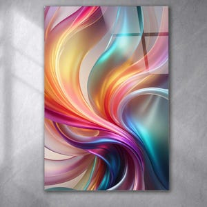 Colorful Tempered Glass Wall Art Abstract  , Panoramic Wall Art Tempered Glass Backsplash Extra Large Wall Art Wall Art for Mom decor