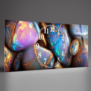 Duży szklany zegar ścienny – sztuka marmurowa, możliwość personalizacji