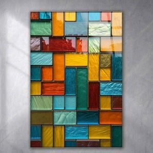 Arte de pared abstracto en vidrio templado con explosión de color, decoración moderna para el hogar.