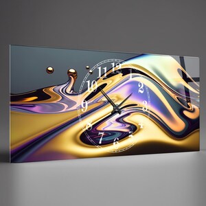 Tempered Glass Abstract Wall Clock, Abstract Style Tempered Glass Wall Clock, Housewarming Gift,Unique Home Decor extra large clock