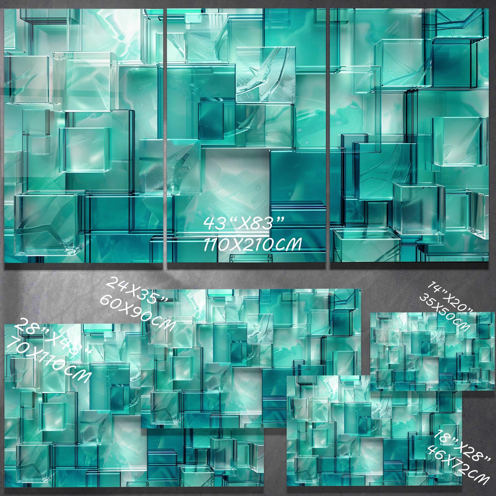 Green Abstract Tempered Glass Wall Art: Modern Geometric Decor - Etsy