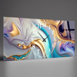 Tempered Glass Abstract Wall Clock, Abstract Style Tempered Glass Wall Clock, Housewarming Gift,Unique Home Decor extra large clock