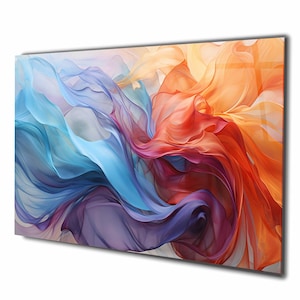 Colorful Tempered Glass Wall Art Abstract, Panoramic Wall Art Tempered Glass Backsplash Extra Large Wall Art Wall Art for Mom Wall decor