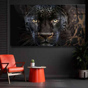 Tempered Glass Panther Wall Art, Masculine Home Decor image 8