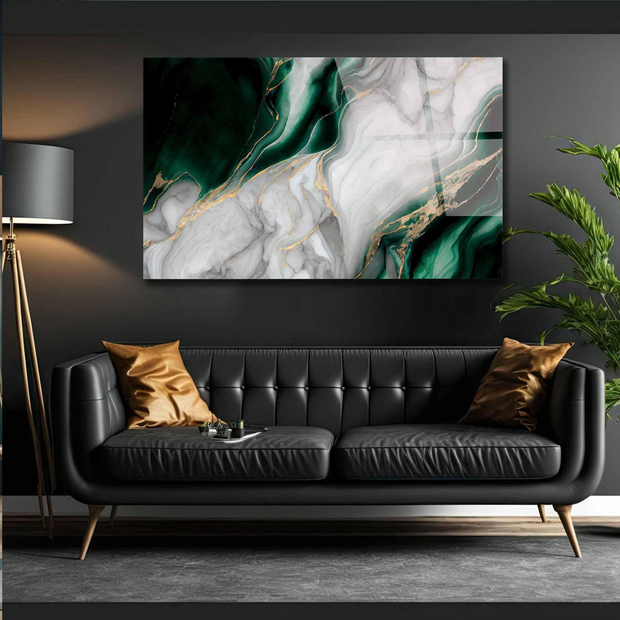 Green White Marble Tempered Glass Wall Art: Modern Home Decor - Etsy