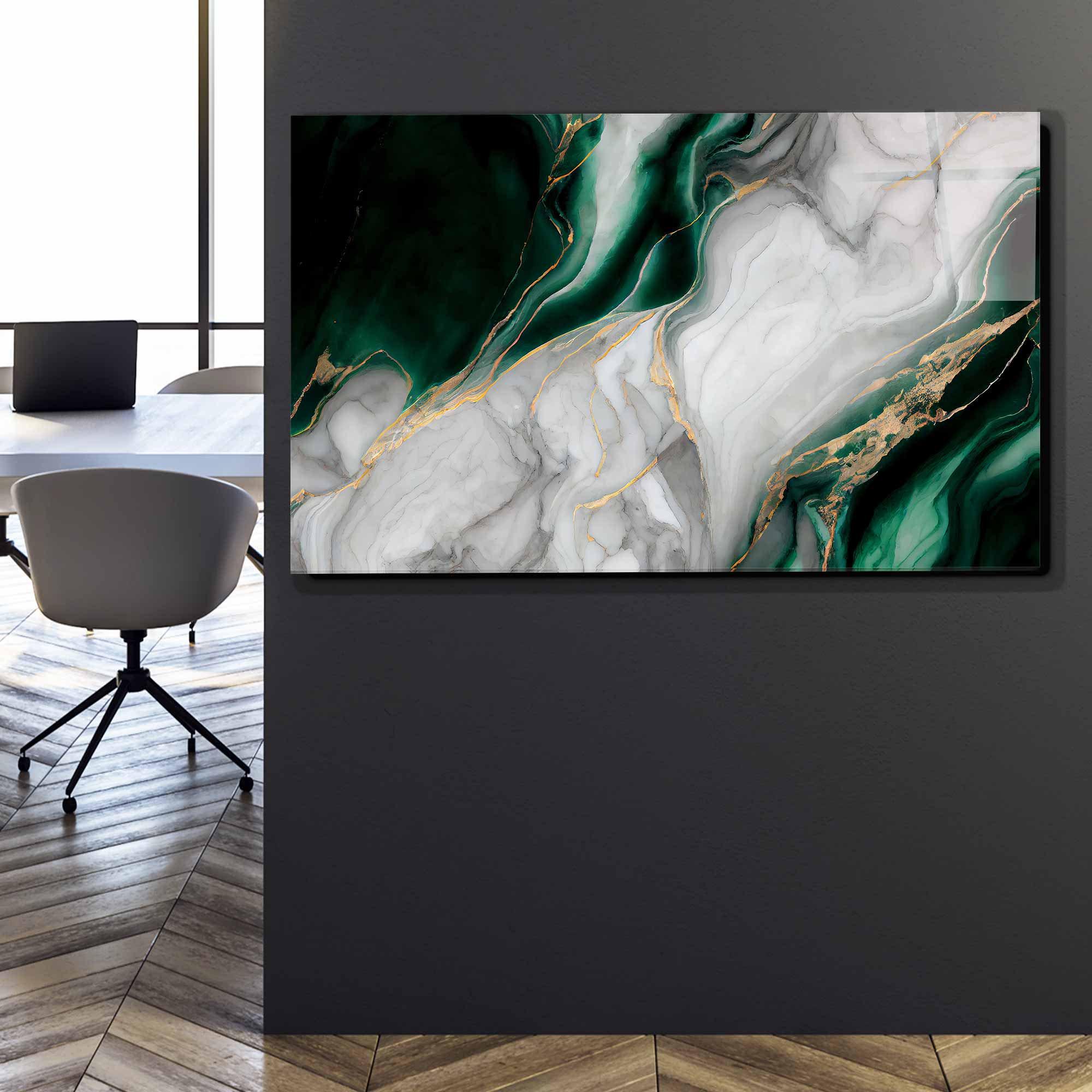 Green White Marble Tempered Glass Wall Art: Modern Home Decor - Etsy