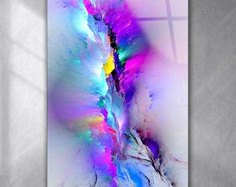 Abstract Color Burst Tempered Glass Wall Art: Modern Home Decor