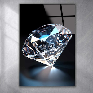Gehärtetes Glas Wandkunst Diamant abstrakt, Panorama Wandkunst, extra große Wandkunst, Einweihungsgeschenk, Bürogeschenk, moderne Wandbehang