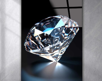 Tempered Glass Wall Art Diamond abstract,Panoramic wall Art,Extra large Wall Art,houeswarming gift,Office gift,Modern Wall hanging