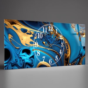 Tempered Glass Abstract Wall Clock, Abstract Style Tempered Glass Wall Clock, Housewarming Gift,Unique Home Decor extra large clock