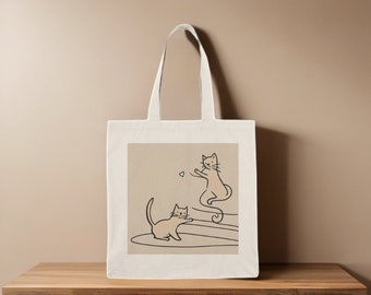 Cats in Love Tote Bag, cats playing