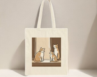 Orange Cats sitting on Balcony Tote Bag